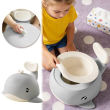 Toilette da viaggio ergonomica a forma di balena, leggera, facile da pulire, portatile, per uso interno, esterno e in viaggio (grigio - 34 x 28 cm)