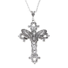 Collana con teschio gotico, testa di morto, falena, catena per clavicola, gioiello regalo per donna, ciondolo floreale in filigrana, ornamento