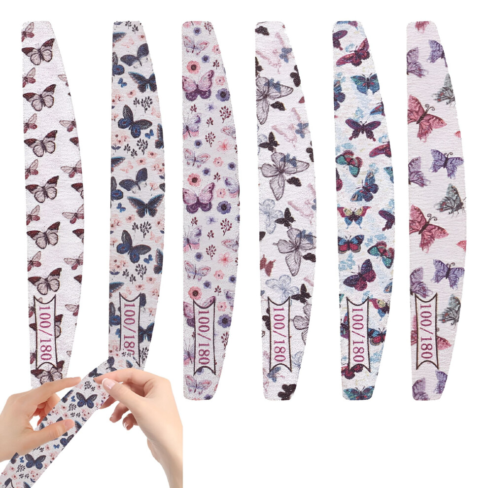 Set of 6 nail files, grit 100/180 and buffer, Multicolor