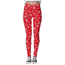 Kerstlegging voor dames met sneeuwvlokkenprint, middelhoge taille, hoge stretch, strakke broek met kerstmanprint, stijlvolle broek