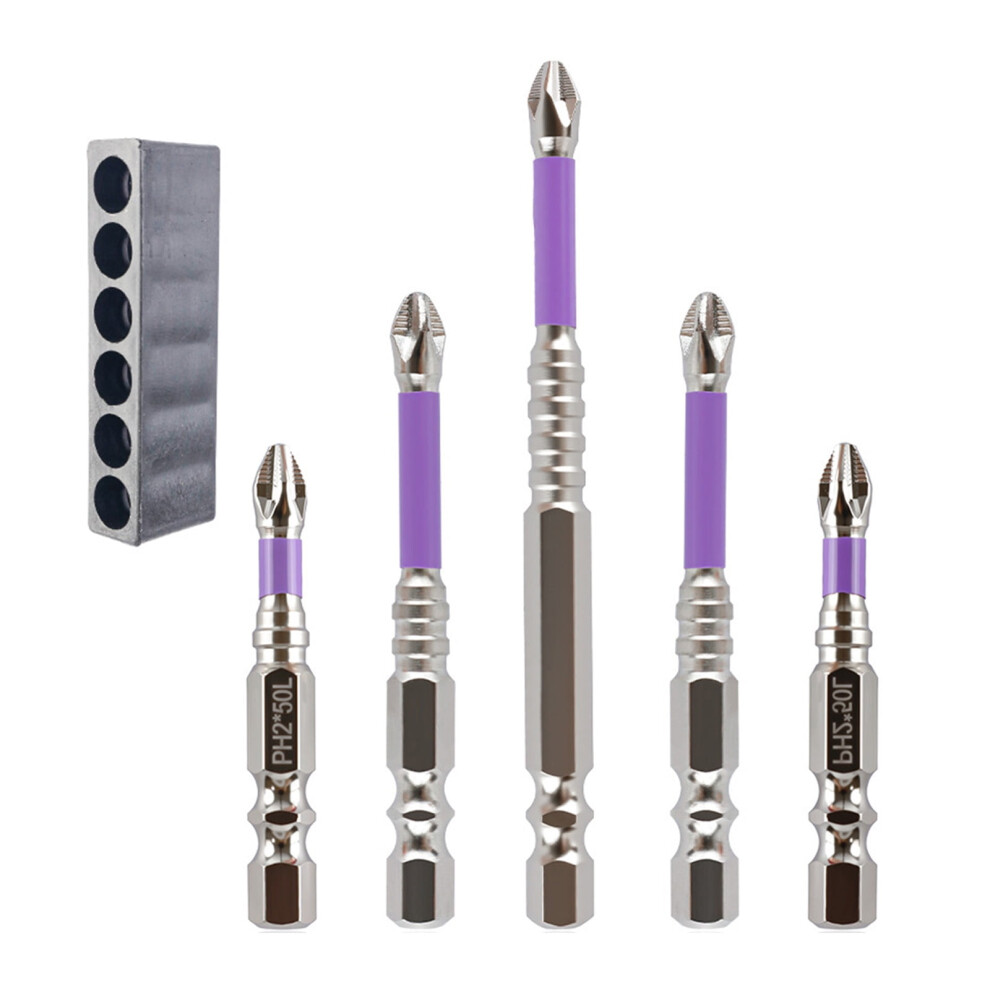 6Pcs Impact-Ready Screwdriver Bits With Shank, Antislip Drill Attachments For Head Fastening 9551475131092