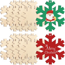 Decorazioni natalizie in legno da 7 pollici (10 pezzi), sagome di fiocchi di neve vuote fai da te, dischi di legno non rifiniti per pittura e lavori