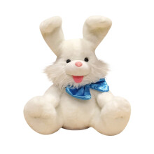 Coelho Falante Interativo - Coelho de Pelúcia Macio com Gravação de Voz e Laço - Ideal para Presentear em Festas (Bege - 29,9 cm)