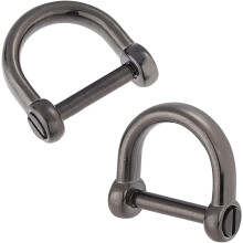 2 stk. D-ring nøgleringe, 304 rustfrit stål, hestesko/U-form, elektroforese sort, 10,5 x 12,5 mm, til læderhåndværk og nøgleringe
