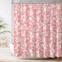 Cortina de ducha floral con 12 ganchos, cortina de ducha con flores estilo boho primaveral para decoración floral de baño, tela impermeable y