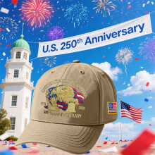 USA-Jubiläumskappe – Bunte, bestickte Baseballkappe mit goldenem Adlerkopf-Flaggenmotiv – „United States of America 250th Anniversary“ –