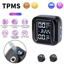 Sensores externos de pressão dos pneus, sistema de monitoramento TPMS com energia solar, alarme e display digital.