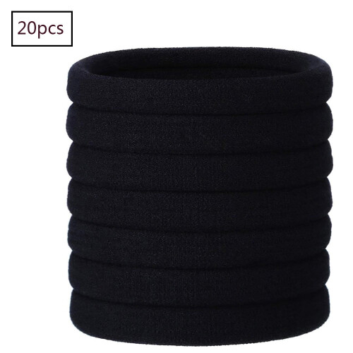 20 Elásticos de Cabelo Pretos, 4,8cm, para Cabelos Grossos/Cacheados – Compatíveis com Todos os Tipos de Cabelo