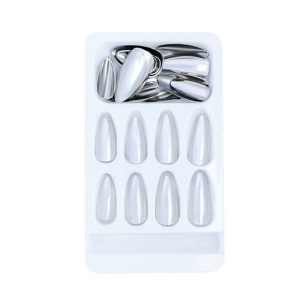 Silver Designice 25Pcs Fake Nails Exquisite Appearance Nails Press Ons,Strong Material High Shine Effect Press On Nails For Women,