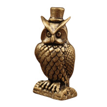 Brass owl statue figurine tabletop centerpiece