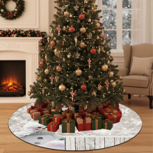 35.4 Inch Christmas Tree Skirt White Plaid Christmas Decorations, Short Plush Non Slide Traditional Vintage Tree Skirt Complete Your Christmas Decor