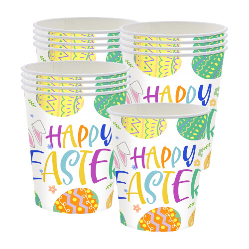 Easter Party Supplies 20pcs, Disposable Easter Design Cups, Easter Decorations Paper cups for Easter Dinner