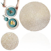 Ronde, holle vinyl placemat van 38 cm (15 inch), hittebestendig en wasbaar, geschikt als tafelmat voor diner, bruiloft of feest.