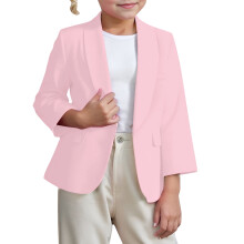 Toddler Solid Color Suit Jacket For Girls Small Casual Suit For Kids Soft 3-4Y