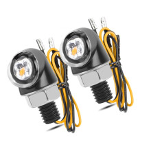 Piscas de motocicleta, luzes de metal, indicadores de LED bicolor, alumínio e acrílico, encaixe universal, instalação simples.