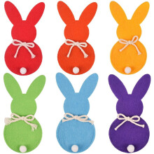 Bolsa portacubiertos de conejito de Pascua, 6 piezas, de fieltro, para utensilios. Decoraciones de Pascua, vajilla de conejo, accesorios para fiestas.