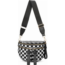 Ľadvinka s kockovaným vzorom - Dámske crossbody kabelky s kockovaným vzorom Ľadvinka s kockovaným vzorom (A03Black)