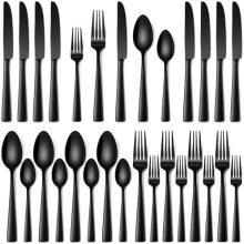 Black Stainless Steel Flatware Set 20-Pc for 4