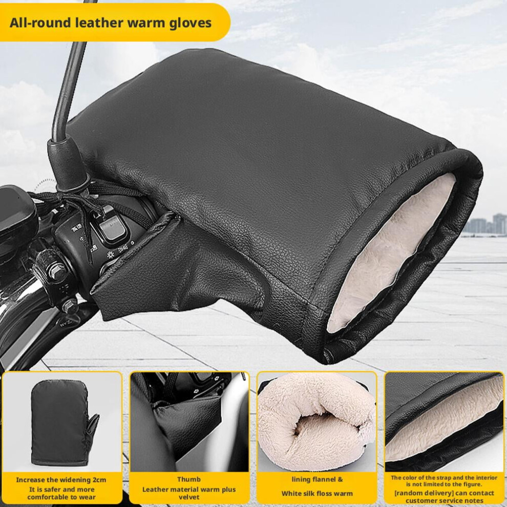 1Pair Thickened Motorcycle Handlebar Muffs Winter Equipment Mitts Warmer Glove Cover Handlebar Wear-Resistant Windproof 9193271046974