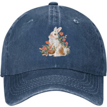 Kanin- og blomsterdenimbaseballcaps – justerbar unisexhatt
