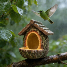 Kolibrievoederhuisje – Open hangend vogelhuisje van hars voor balkon, tuin of schutting | Geschikt voor kolibries en eekhoorns