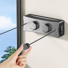 Indoor Retractable Clothesline, Stainless Steel, No-Drill, 10m, Gray – Compatible with Balcony/Bathroom Laundry