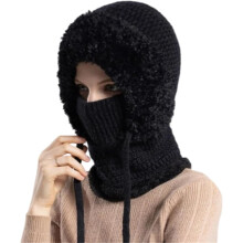 3 in 1 Winter Beanie Hat with Scarf and Mask Womens Knit Beanie Hat Fleece Lined Winter Scarf Mask Set