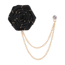 Flower Chain Brooch Lapel Pin Fashion Accessories Suit Pin for Stage Performance Black
