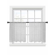 Vintage White Sheer Curtains 54"x45", Linen Texture Farmhouse Light Filtering Voile Drapes, Rod Pocket, 2 Panels Set