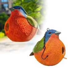 Durable Bird Home For Small Birds With Natural Design And Secure Hanging Orange