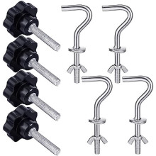 8 Pcs Hammock Hardware Kit Heavy Duty Hammock Stand Hook Replacement Thread Hand Knob for Swing Chair Patio Umbrella Base Garden(Silver)