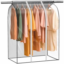 43" Clear Hanging Garment Bags – Extra Large, Bottom-Enclosed, 2-Zipper Clothes Protector for Suits, Coats, Shirts, Sweaters; Compatible with