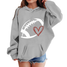 AWZXDE Girls Graphic Hooded Sweatshirt Long Sleeve Soft Pullover Top Cute Casual Wear Grey，5-6 Years
