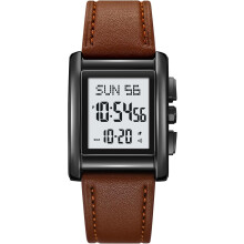 Modieuze herenhorloges, digitaal horloge van roestvrij staal, casual sportief, waterdicht, rechthoekig horloge met lichtgevende wijzerplaat.