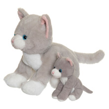 Plüschkatze mit abnehmbarem Kätzchen, 30 cm
