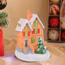 Weihnachts-LED-beleuchtetes Dorfhaus, Figur aus Kunstharz, farbenfrohes, leuchtendes Haus, Tischdekoration für Weihnachtsfeiern #A2