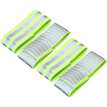 4Pcs Stretchable Green Reflective Bands for Outdoor Running Safety and Visibility