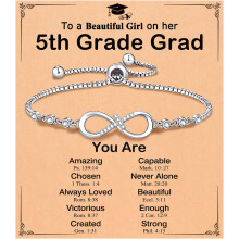 Bracciale Infinity con croce in zirconi, regolabile, placcato argento.