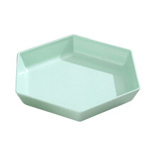 1pc Hexagonal Plastic Plates, Reusable Appetizer/Snack/Dessert Plates, Light Green, 8.85x7.67 in