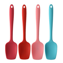 Food Grade Silicone Square Shovel Set (Red/Rose Red/Blue/Pink), Spoon & Spatula, Heat-Resistant to 600F, Flexible Scraper for Cooking & Baking –