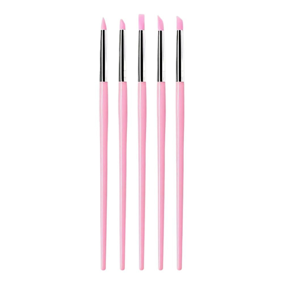 5pcs Silicone Tip Nail Art Pen Set-for Carving Professional Manicure Design Tool