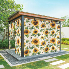 Waterproof Spring Sunflower Outdoor Curtains, Pastoral Watercolor Grommet Drape for Patio, Porch, Gazebo, Garden, Pergola – 1 Panel, 54x95in