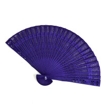 Sandalwood Fan Wooden Fan Wedding Fan 20Cm Blue, Sandalwood Fan Openwork Carved Wooden Fan Wedding Fan 20Cm