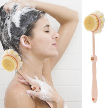 Long Handled Soft Bristle Bath Brush, Back Scrubber, Gentle for Showering, Mud Scrubbing, and Body Cleansing, Pink, 1 Pc
