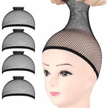 Wig Caps, 4 count Wig Caps Mesh Net Open End, Black Wig Cap for women, Nylon Mesh Wig Cap Net Strength Black