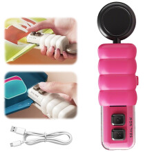 Pekkaxy USB Rechargeable Mini Bag Sealer with Bottle Opener, Handheld Heat Sealer with Magnet for Snack Food Storage Plastic Bags