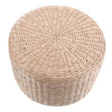 Handwoven Straw Stool Light Brown Lightweight Seat for Home, Outdoor, Patio, Garden, and Decor Use