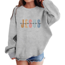 Girls Crewneck Sweatshirt Long Sleeve Cute Print Casual Comfortable Pullover Top No Hood Grey,4-5 Years