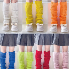 7-Pack Girls' Knit Leg Warmers, Polyester Blend, Stretchy, Hand Washable, All-Season, Pull-On, for School & Everyday Wear, Fits Ages 12 & Under