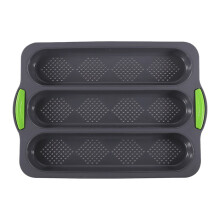 3-Cavity Silicone French Bread Loaf Pans – Non-Stick, Dishwasher-Safe, Oven/Toaster Compatible